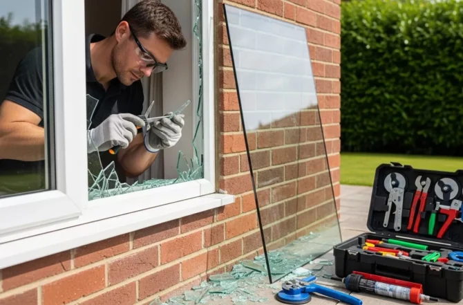 Reparo e substituição de vidros quebrados